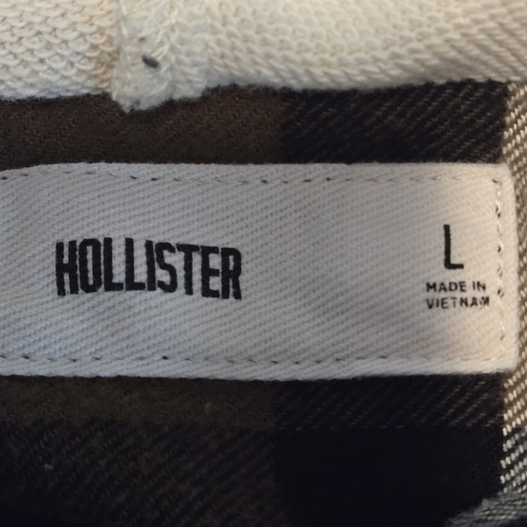 Hollister Women's L Hooded Split Plaid Shacket TwoTone Colorblock Cotton Flannel - Picture 7 of 16